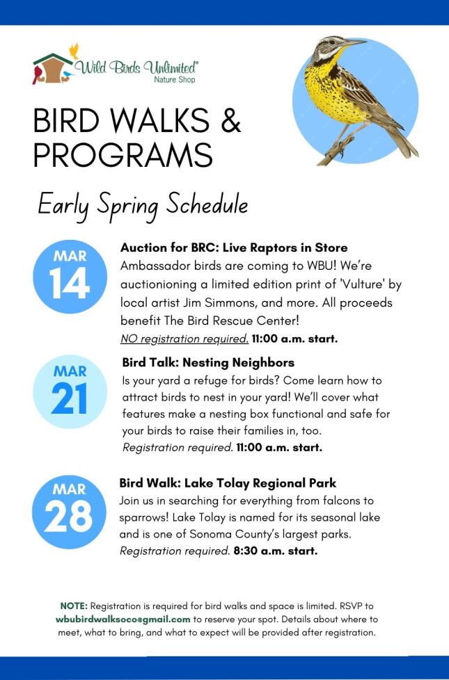 March 2026 In Store Talks and Bird Walks