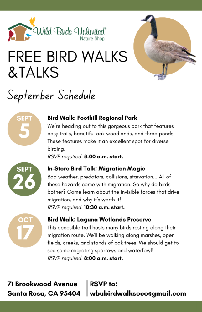 Fall 2026 Free Bird Walks and Talks